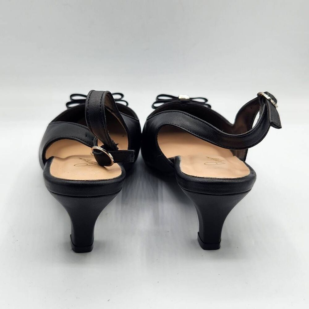 Peerage Sammy 2 Women's Wide Width 8.5 Slingback Low Heel Leather Dress Shoes - Picture 6 of 9
